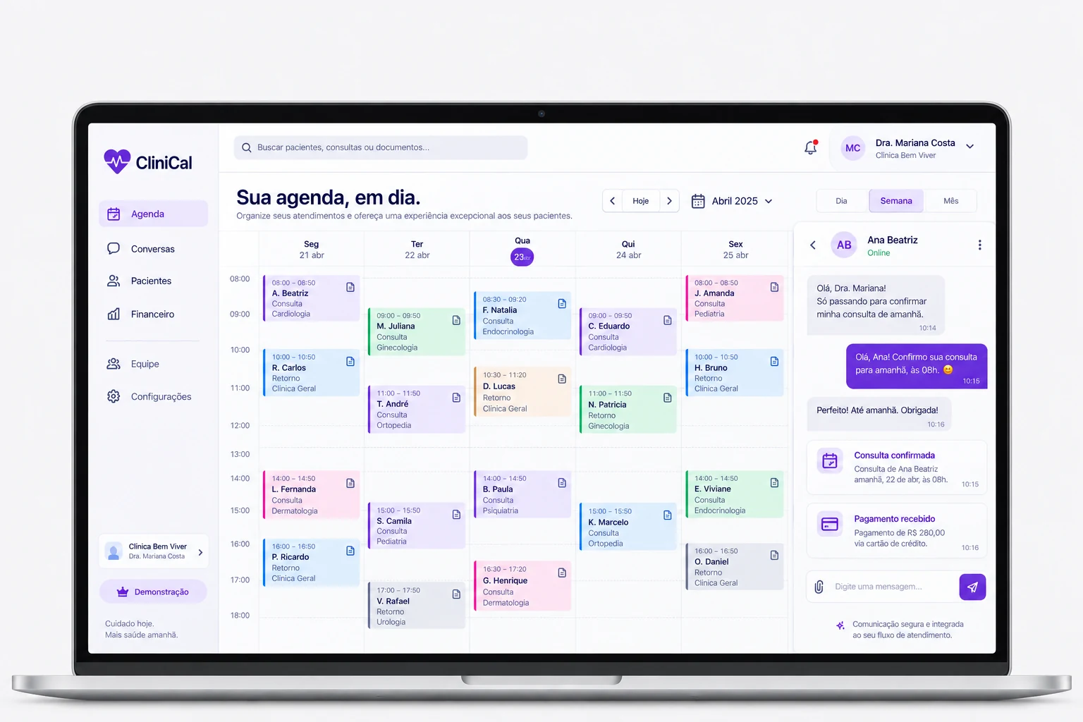 Apresentação do projeto CliniCal em um notebook